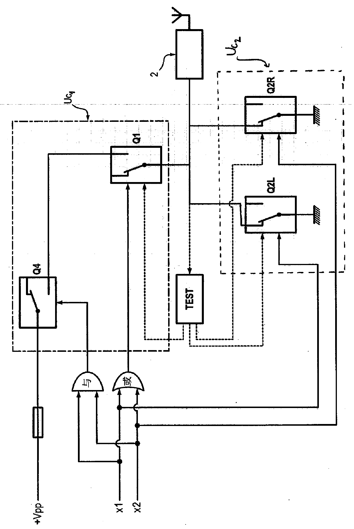 A circuit with transistors and fuses to cut off the power supply