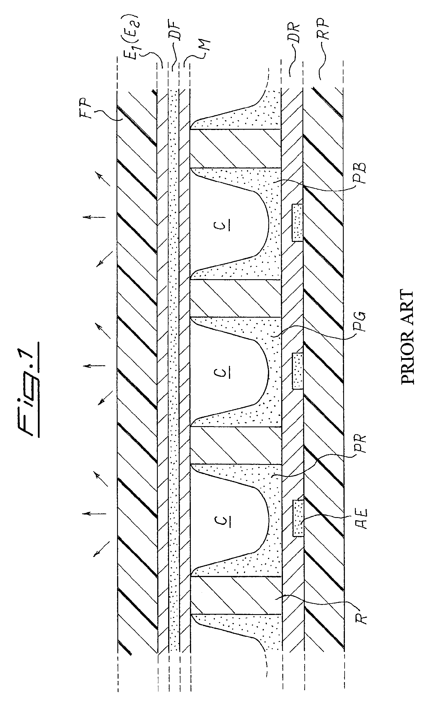 Process for the production of plasma displays with distributed getter material and displays thus obtained