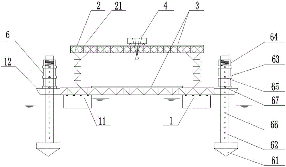 Movable construction platform for bridge foundation building