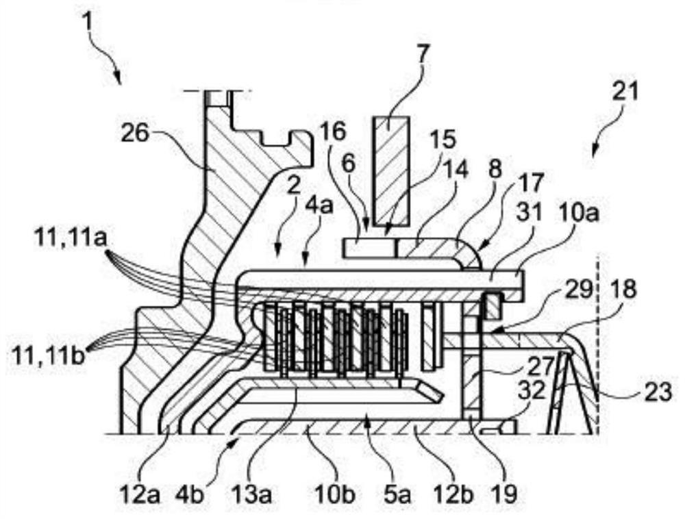 Multiple clutch with encoder part for rotational speed detection; and clutch arrangement with multiple clutch and dual-mass flywheel