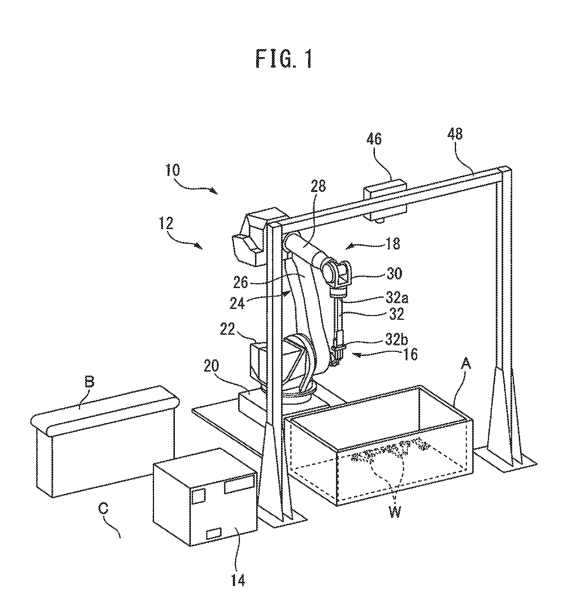 Object pick-up system and method for picking up stacked objects