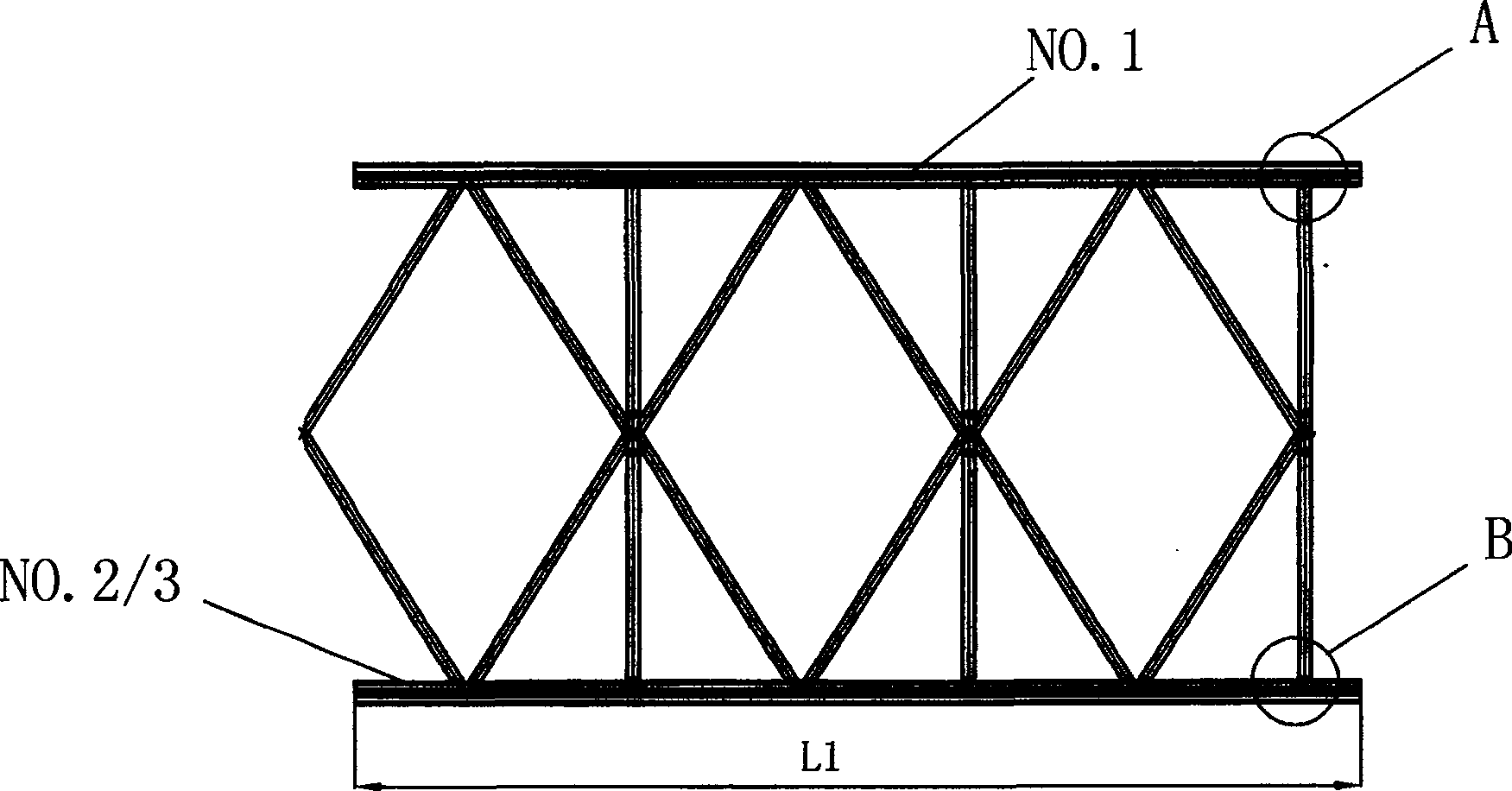 A large-scale truss type stake leg segmenting data detecting method