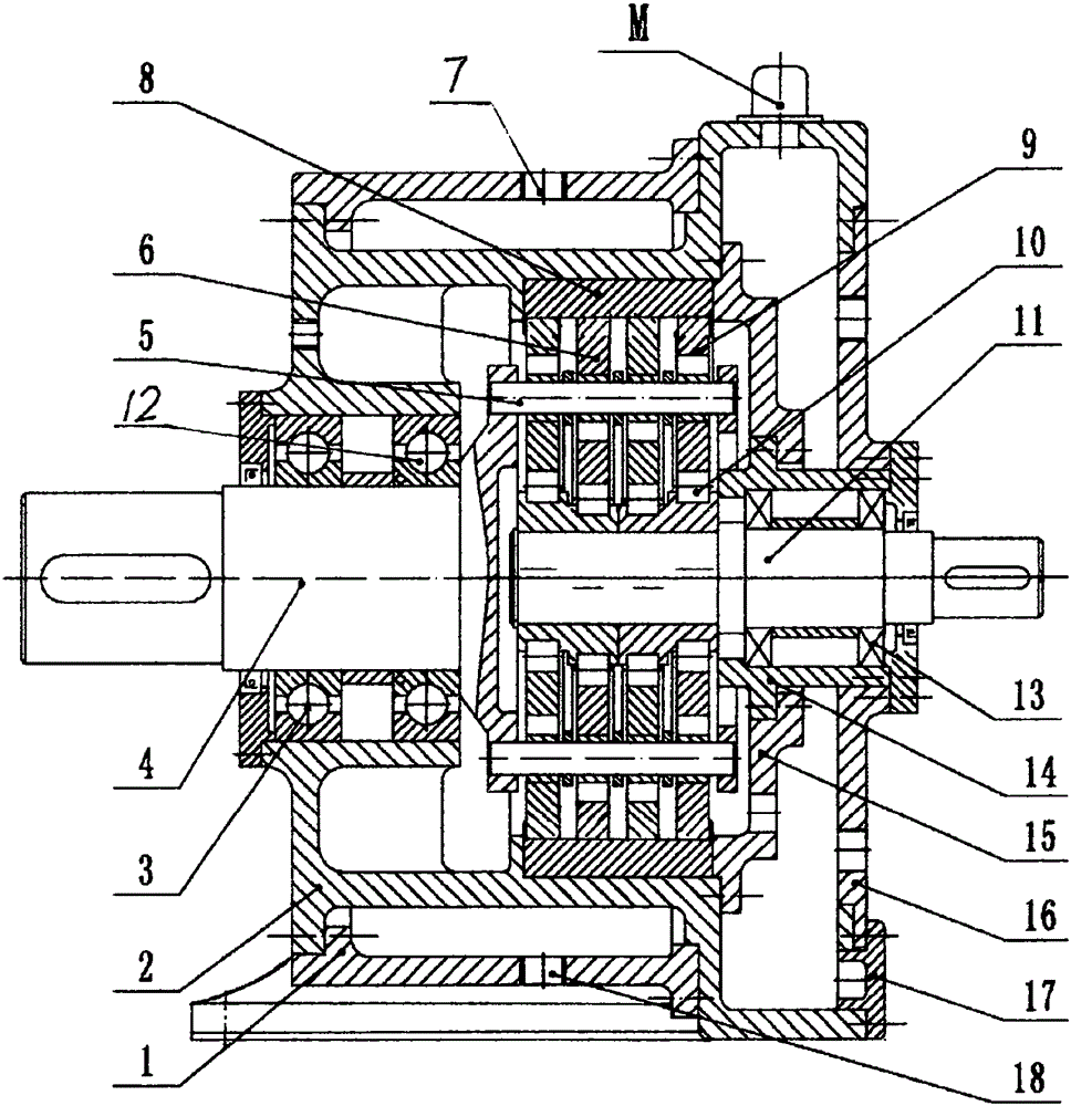 Double-region sandwich-layer box water-cooling dynamic-balance hypocycloid reduction box