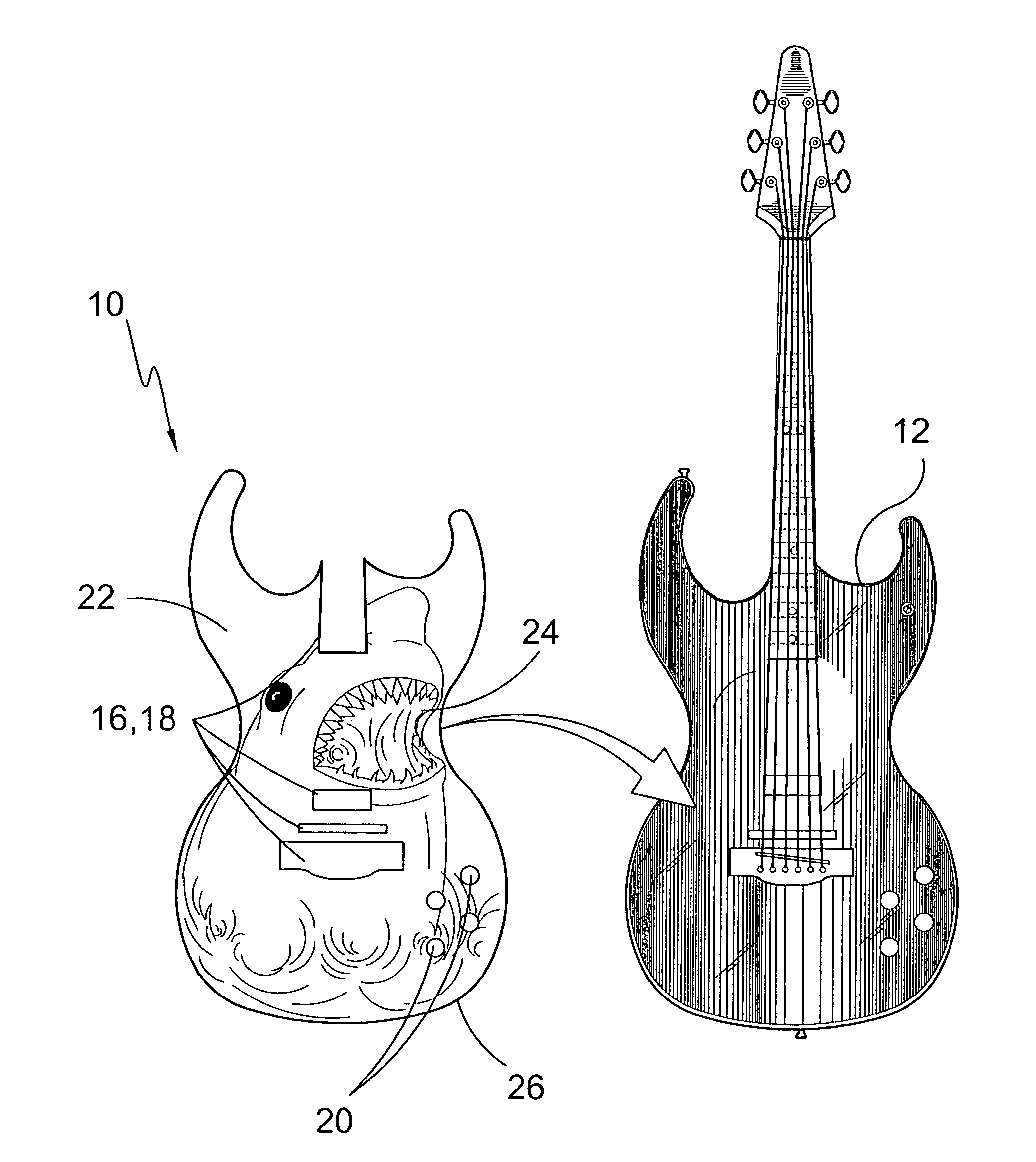 Lenticular image guitar top