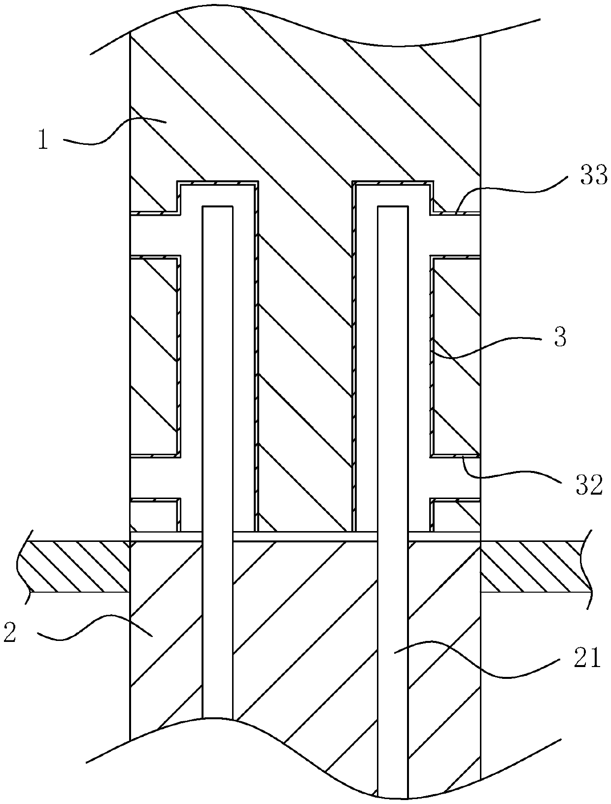 Shear wall connection structure and construction process thereof