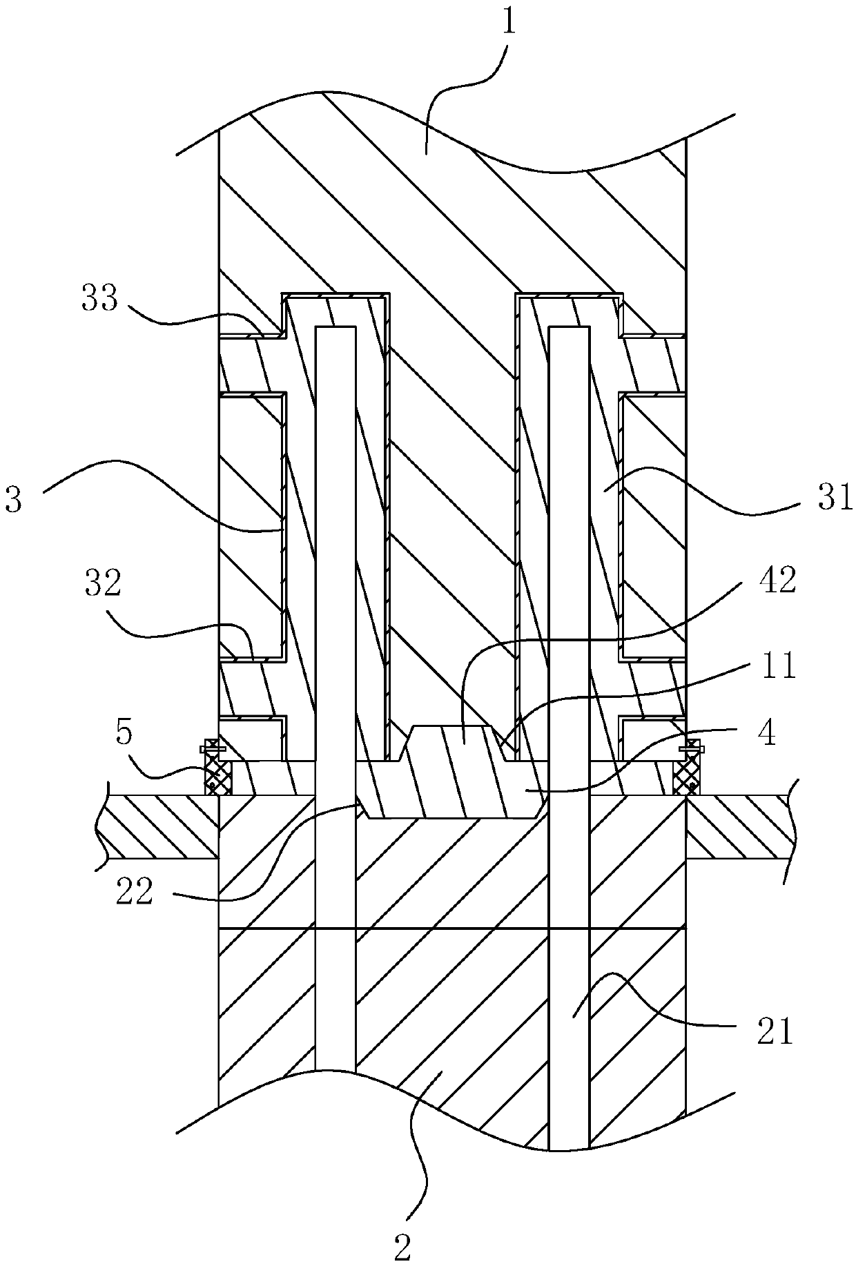 Shear wall connection structure and construction process thereof