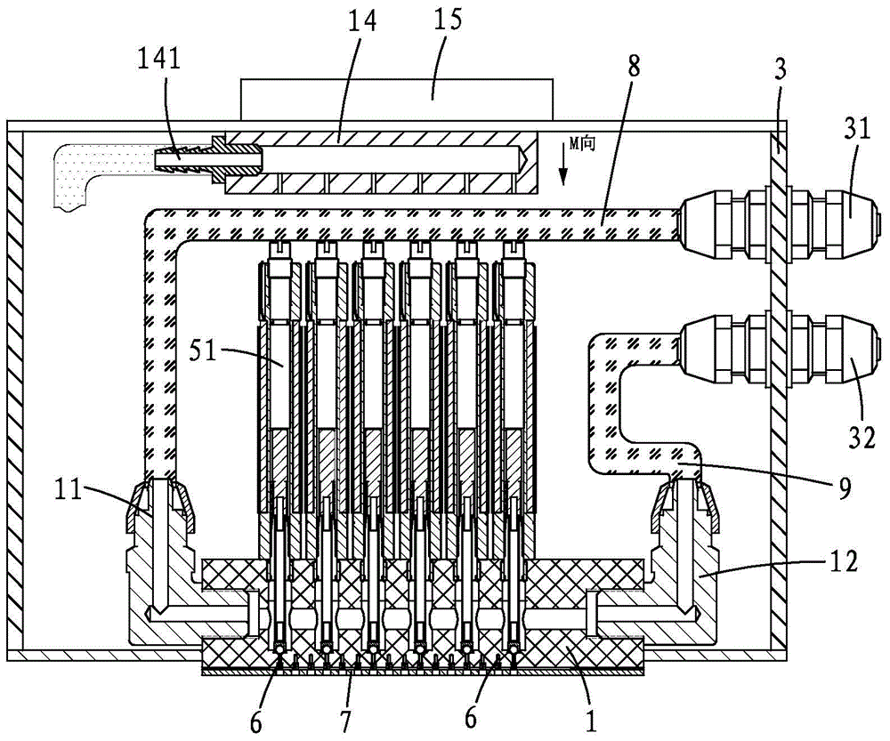 A printing head of a coding and marking machine