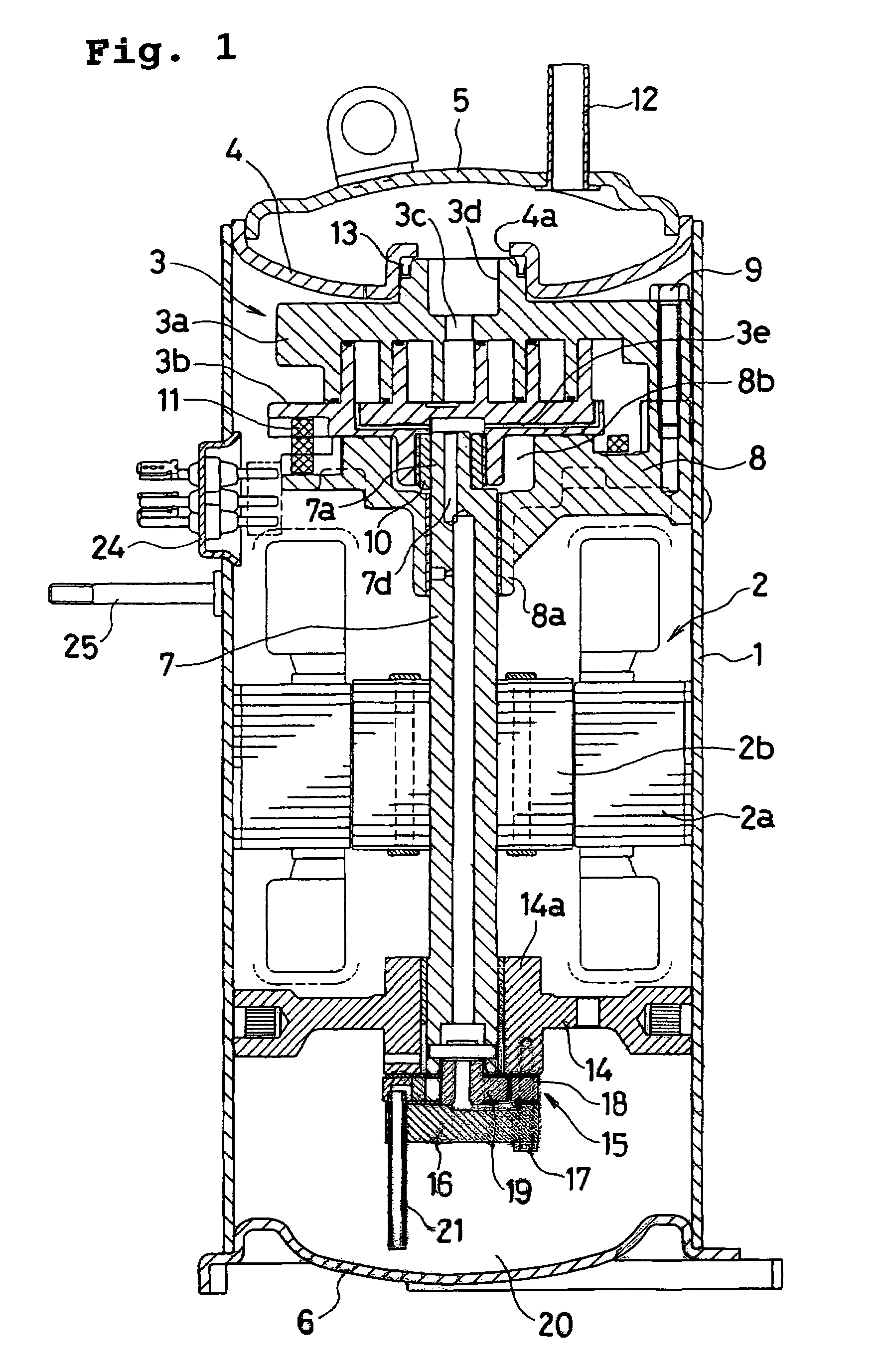 Compressor having an oil residue pool