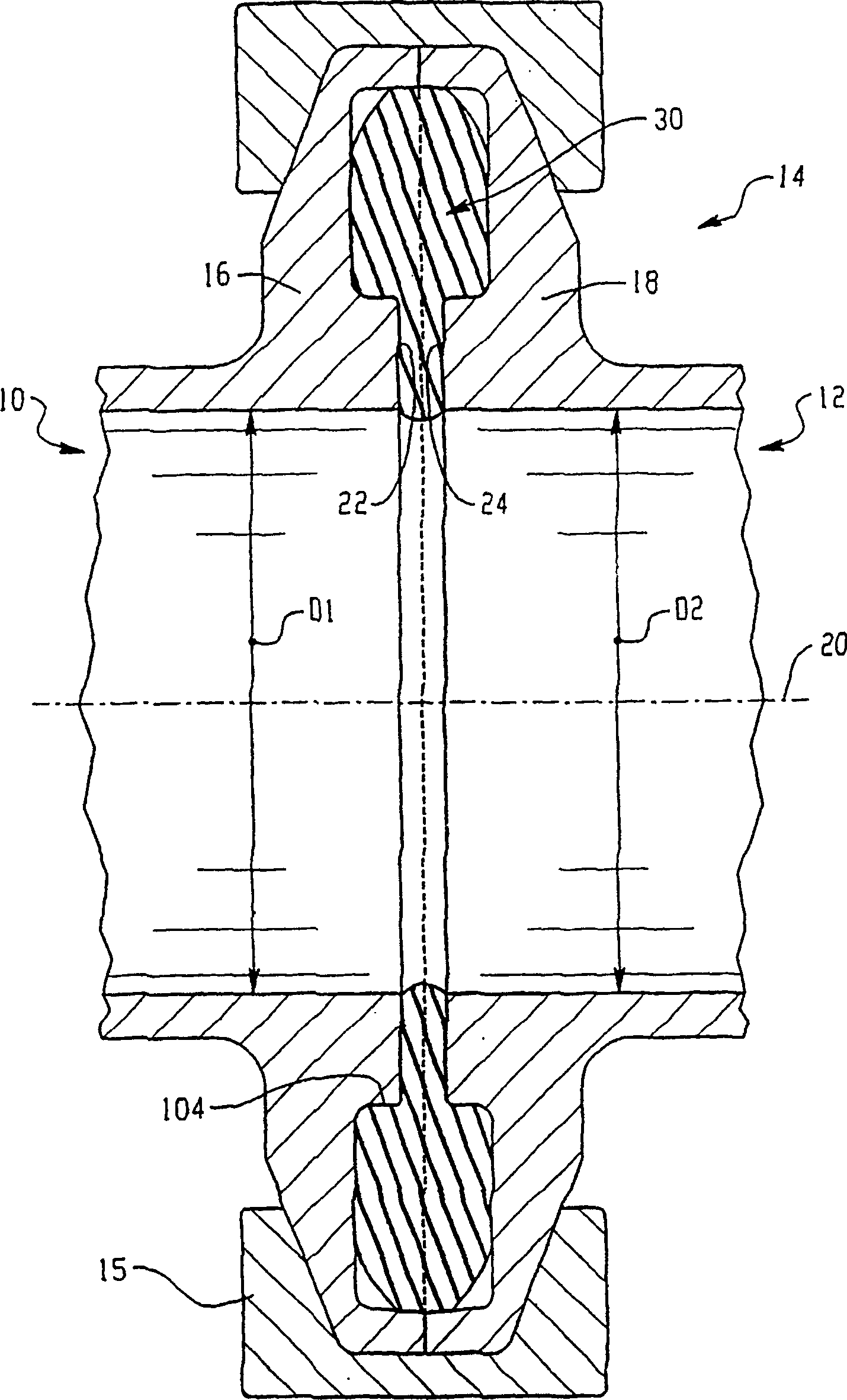 Hygienic flange-type tube joint thermal expansion area for gasket