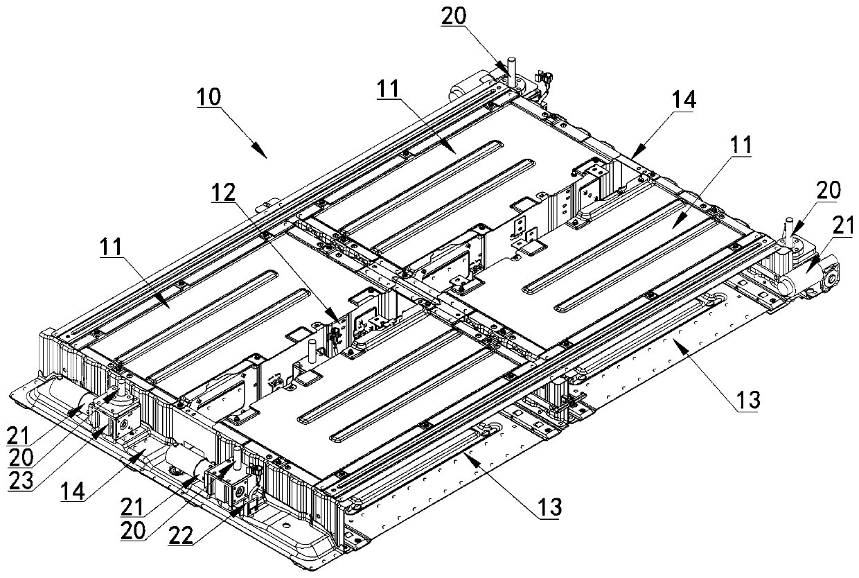 Battery frame lifting system and lifting method