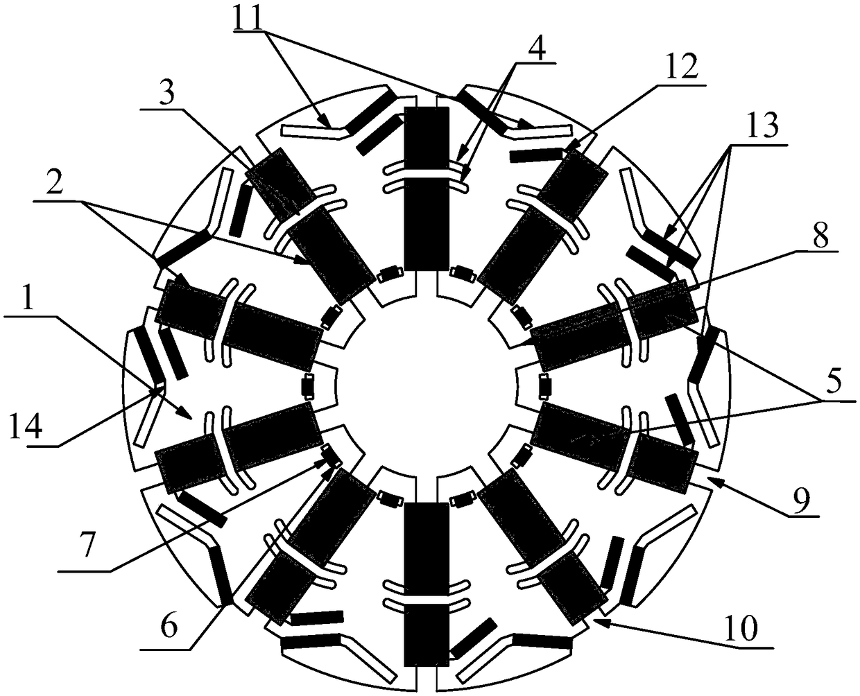 Rotor structure of asymmetric few-rare-earth-mixed permanent magnet motor