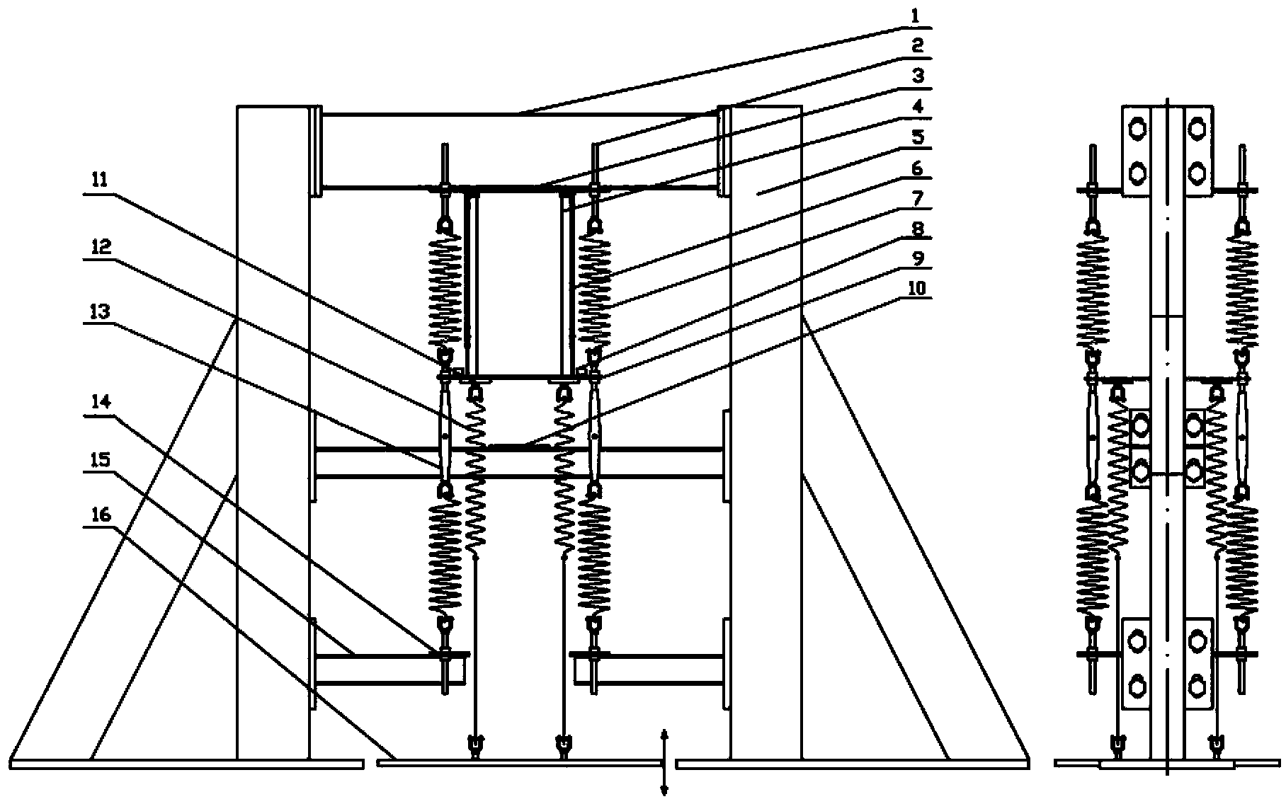 Force control loading and layout variable vertical vibration experimental device