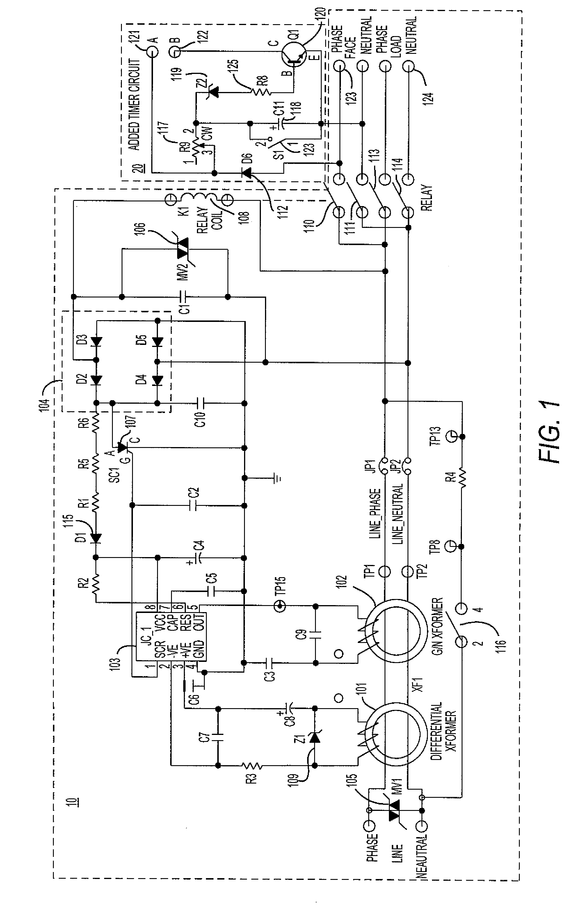 Ground fault circuit interrupter having an integrated variable timer