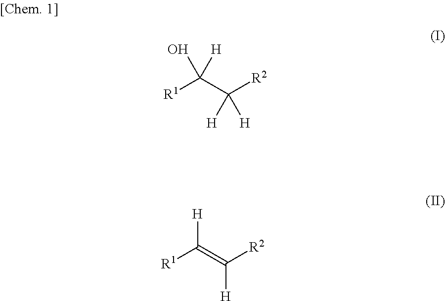 Production method for olefin, and dehydration catalyst employed in same