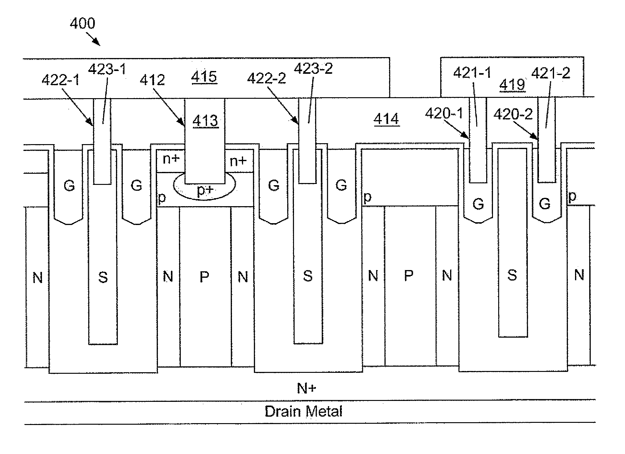 Super-junction trench mosfet with multiple trenched source-body contacts