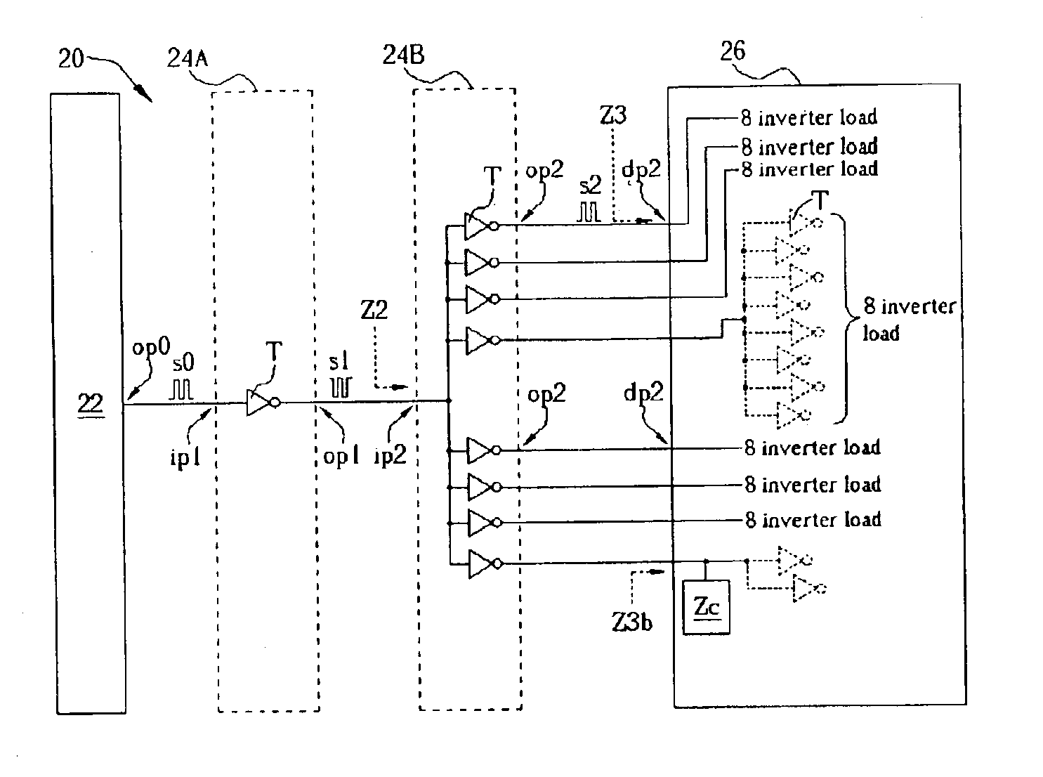 Method and related circuitry for buffering output signals of a chip with even number driving circuits