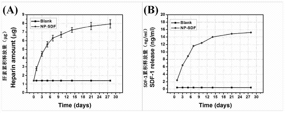 Method for assembling nano-particles carrying laminin and SDF-1alpha on surfaces of Ti materials