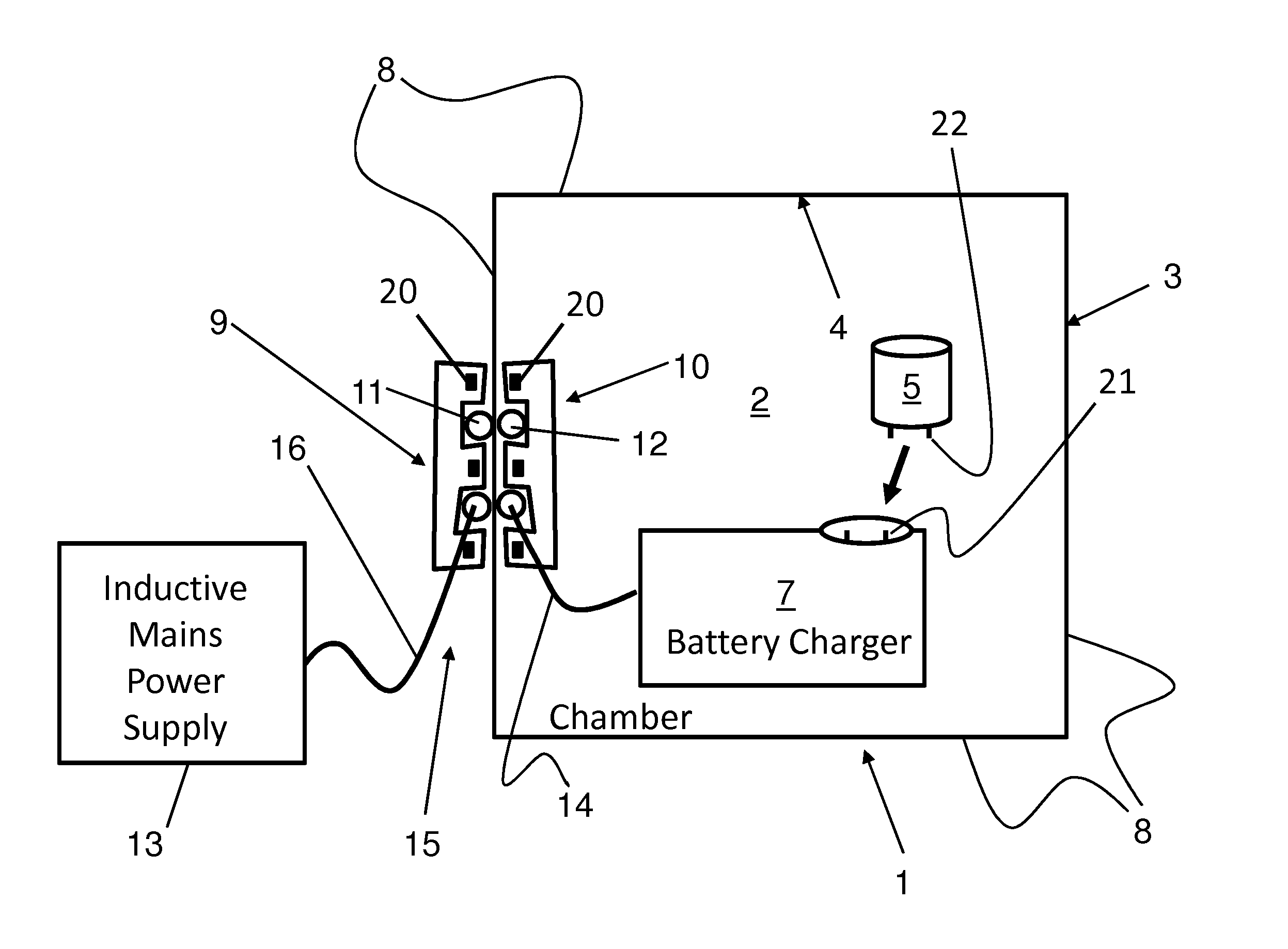 Inductive Battery Charging Device for Use with a Surgical Sterilizer