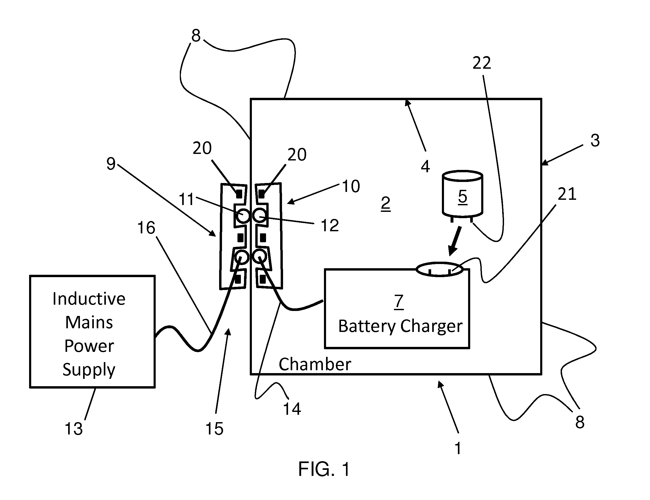 Inductive Battery Charging Device for Use with a Surgical Sterilizer