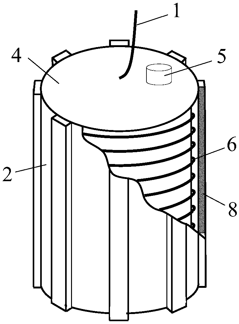 Reinforcing device of marine suction type cylindrical foundation and construction method of reinforcing device