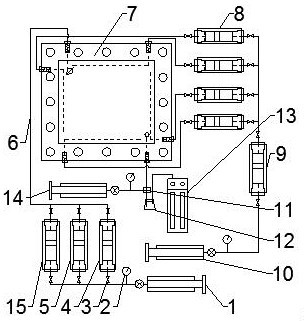 An experimental device and method for controlling injection and production in simulated fault-block reservoirs