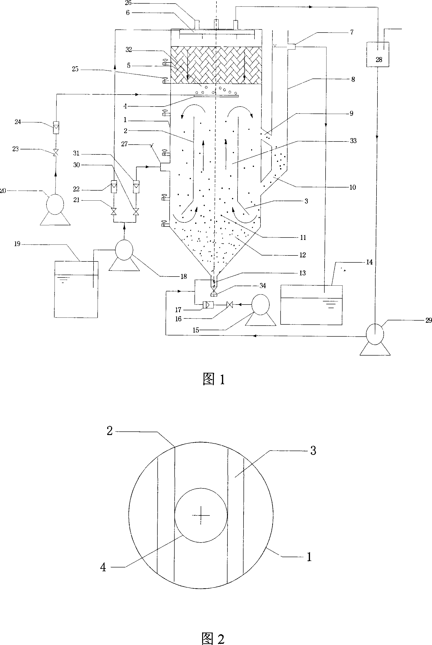 Biological fluidized bed reactor for raising mixed gas and liquid