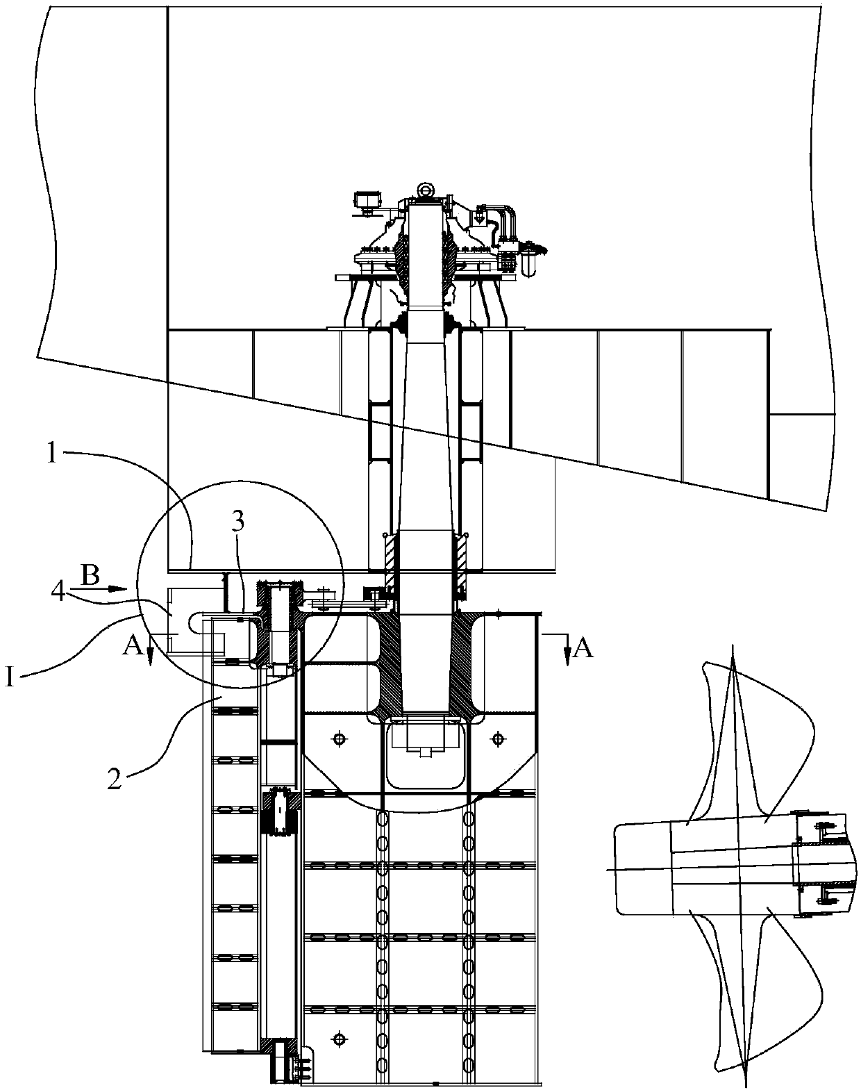 Rudder blade fixing tool and ship