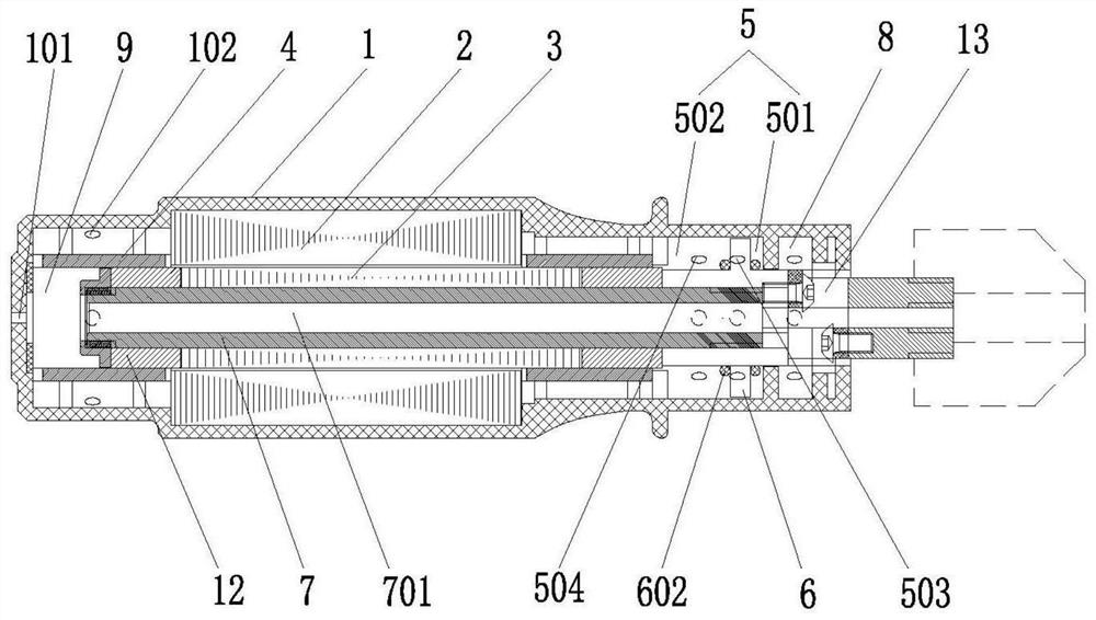 Linear motor and electric tool with buffering function at extreme position