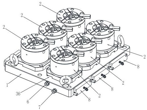 Multi-station oil pressure combined clamp equipment for machining upper shaft of planetary reducer