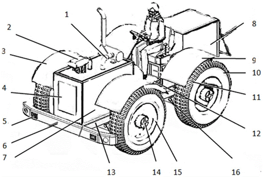 Electric control system of four-wheel driving four-wheel steering automatic driving chassis