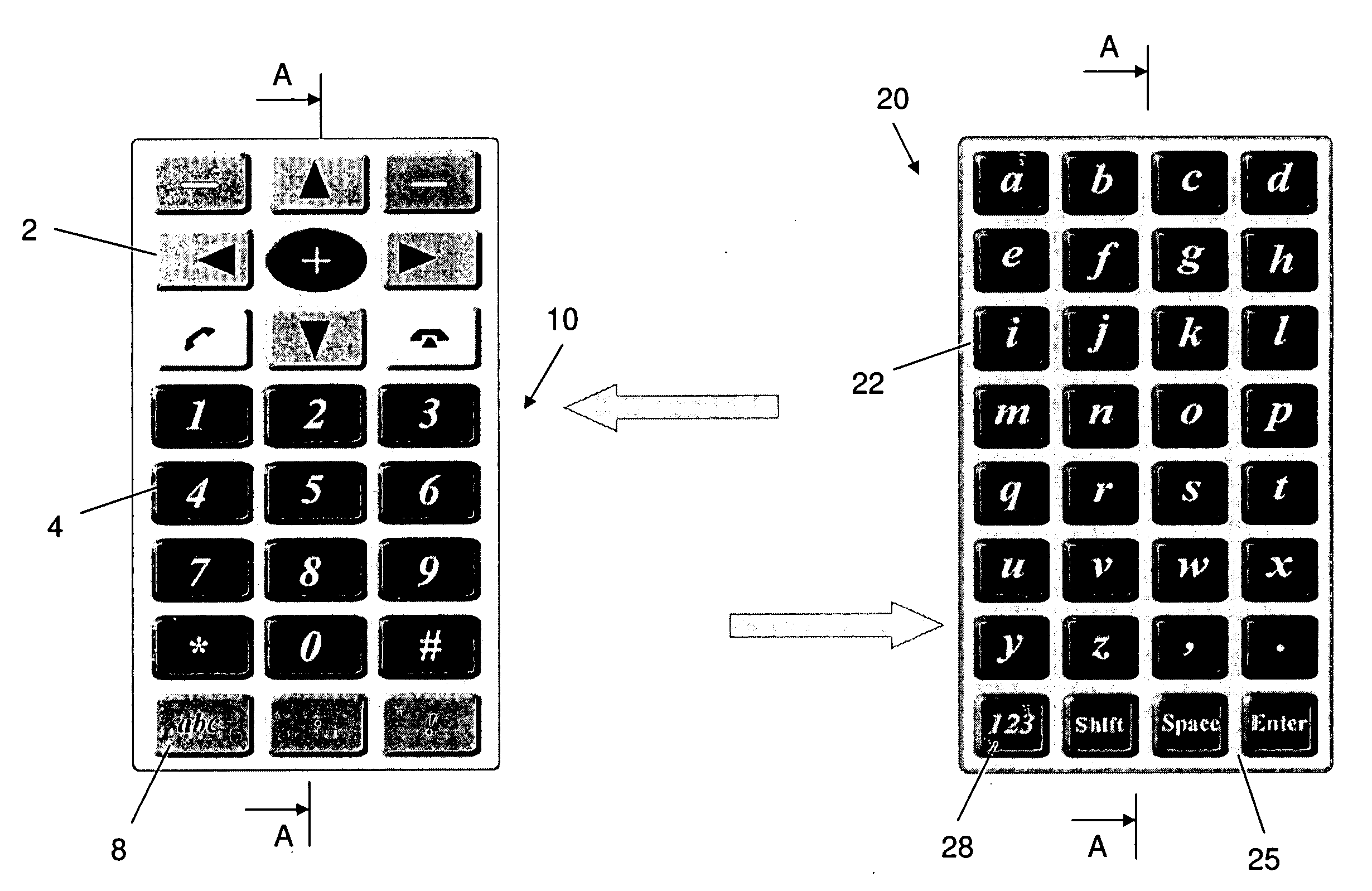 Variably displayable mobile device keyboard