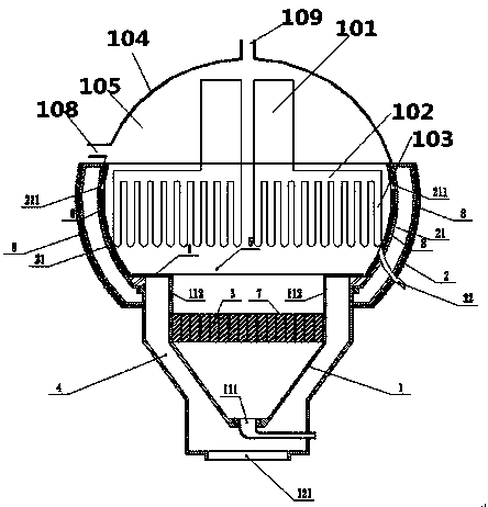 Gas-steam generator provided with atomization holes with distribution density change