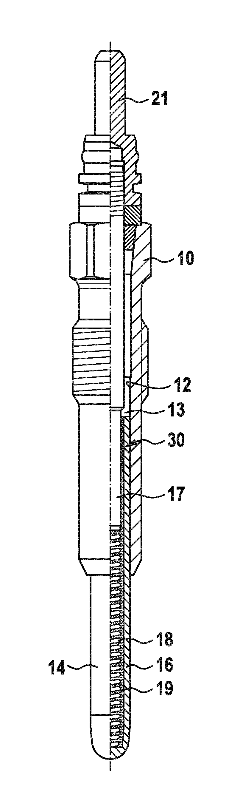 Glow plug and method for the production thereof