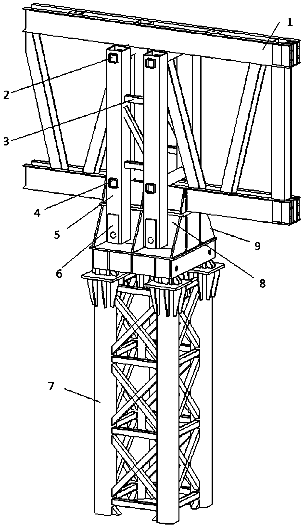 Column-top overturn-preventing device for jacking formwork system