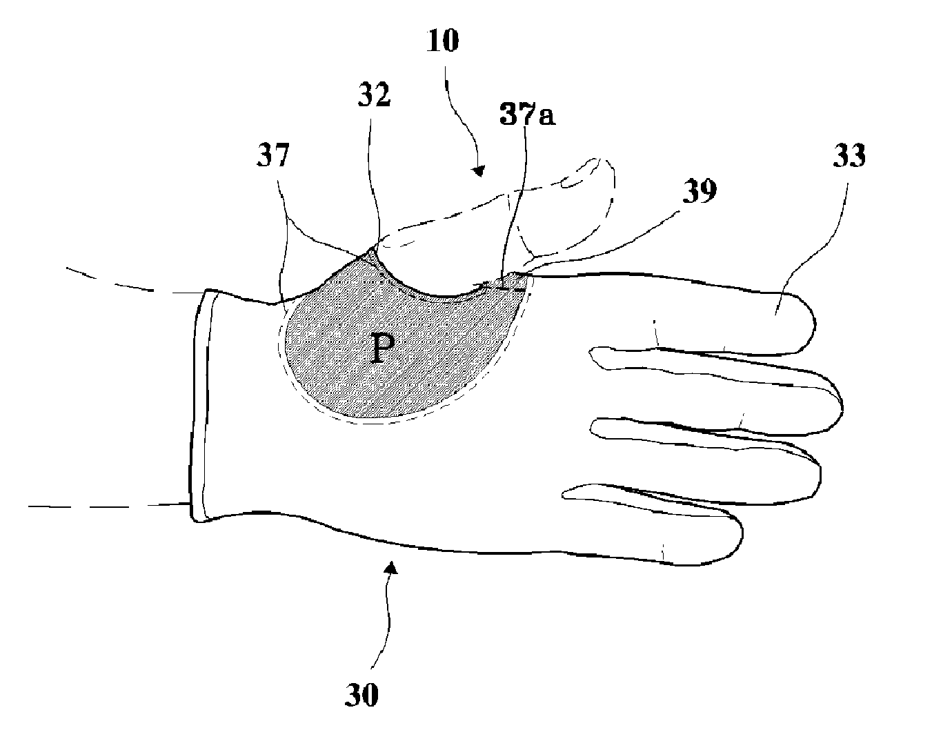 Golf glove for right grip and suitable swing
