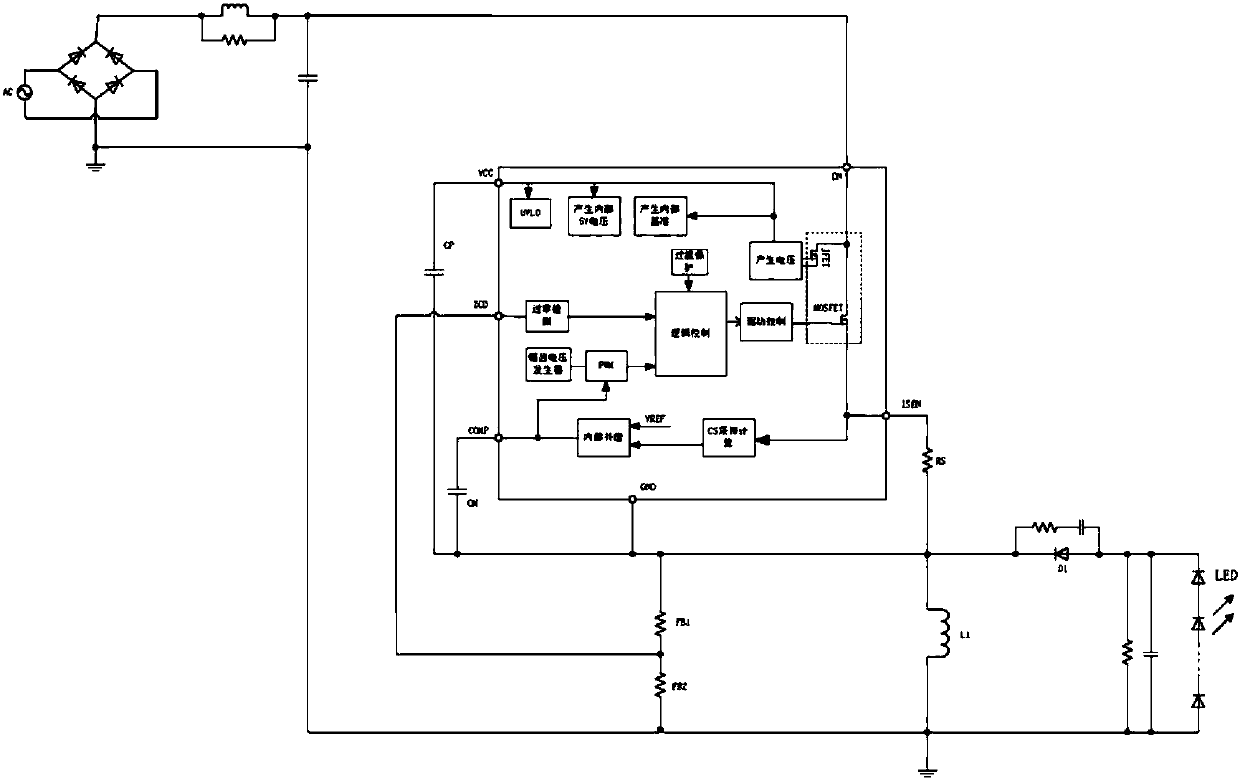 LED short-circuit protection circuit for BUCK-BOOST LED drive circuit