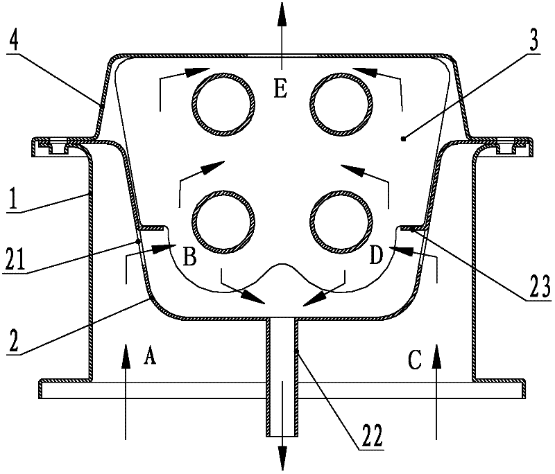 Double air inlet heat-exchange device for condensation type gas water heater