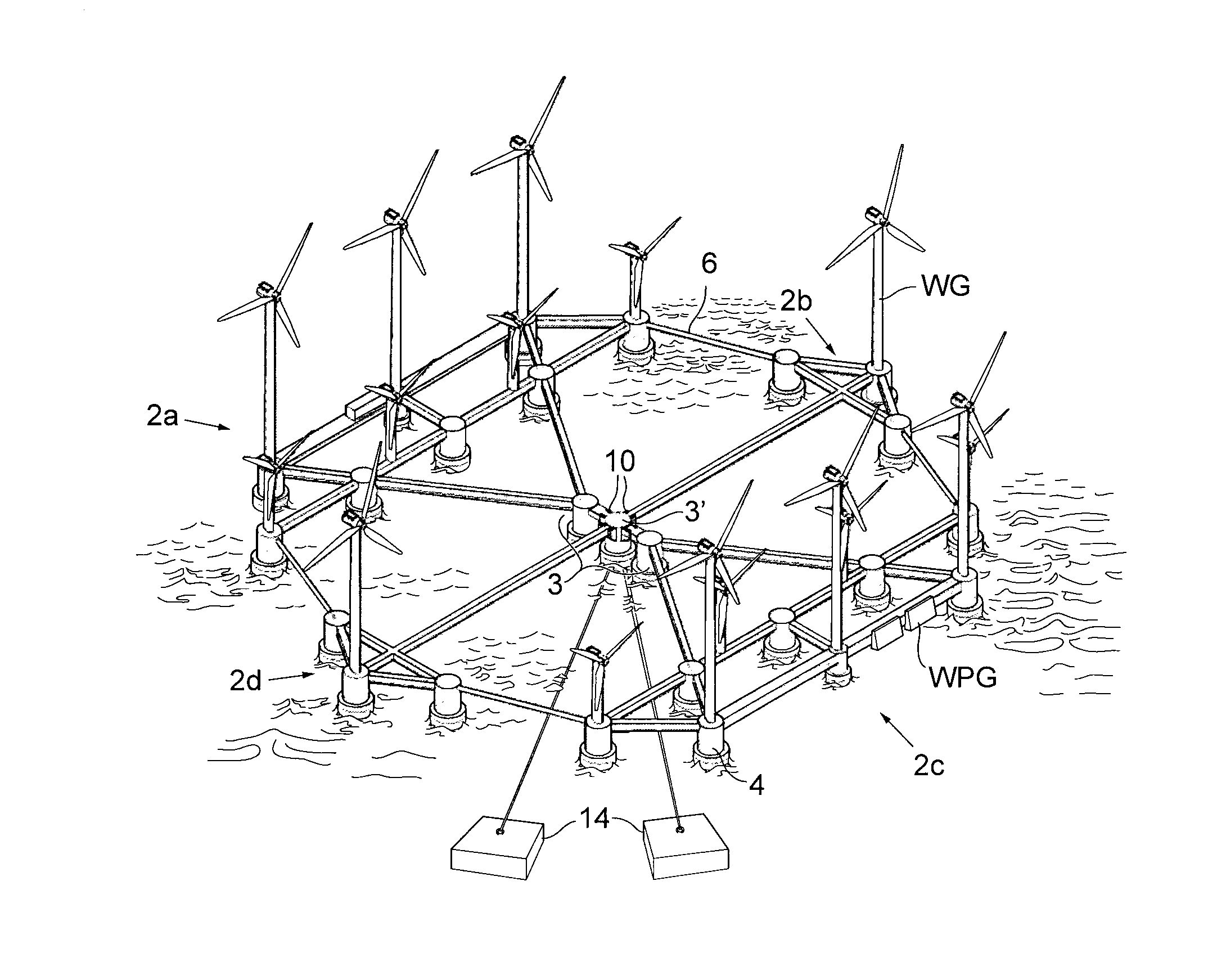 Floating platform and energy producing plant comprising such a floating platform