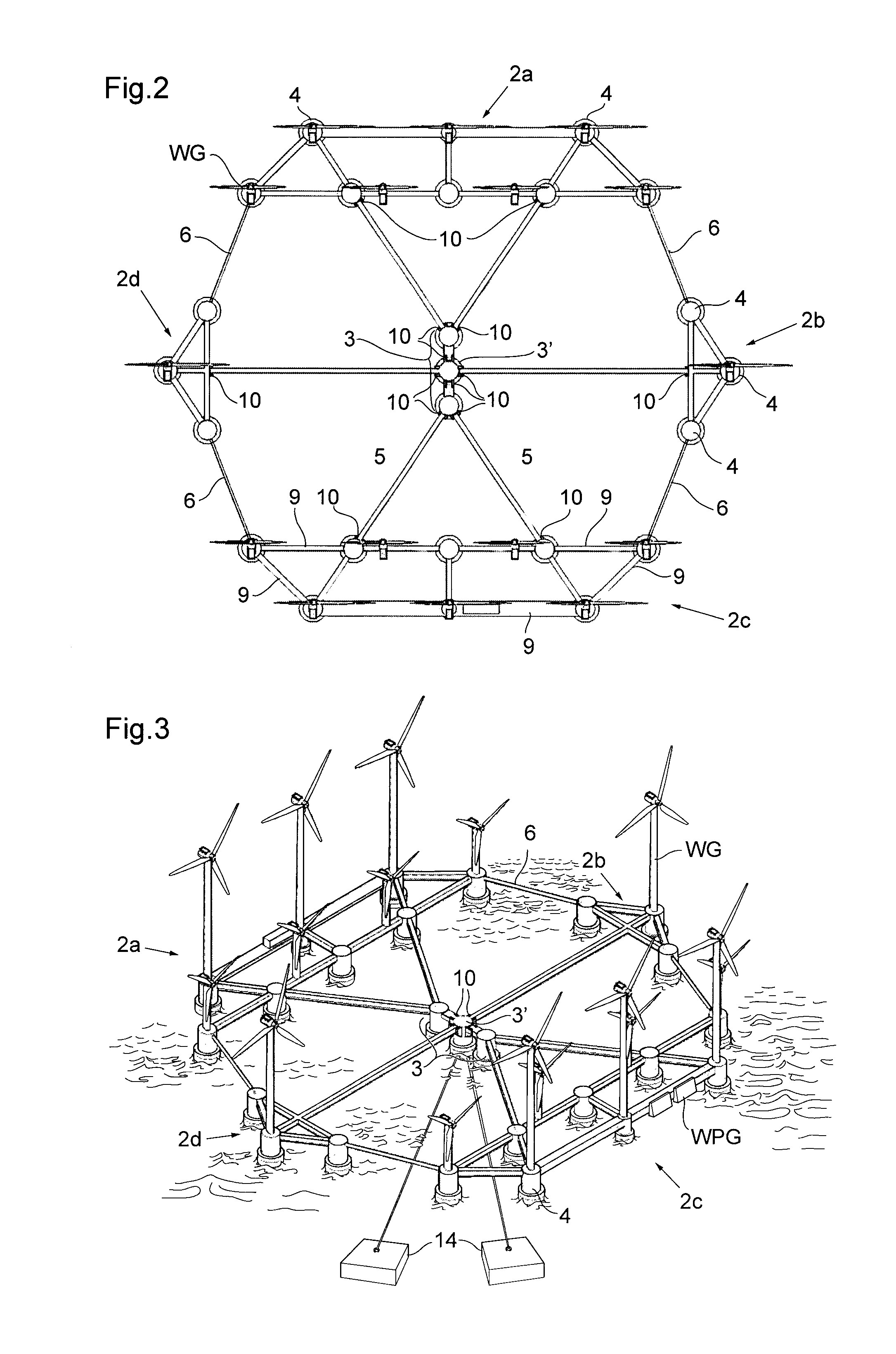 Floating platform and energy producing plant comprising such a floating platform