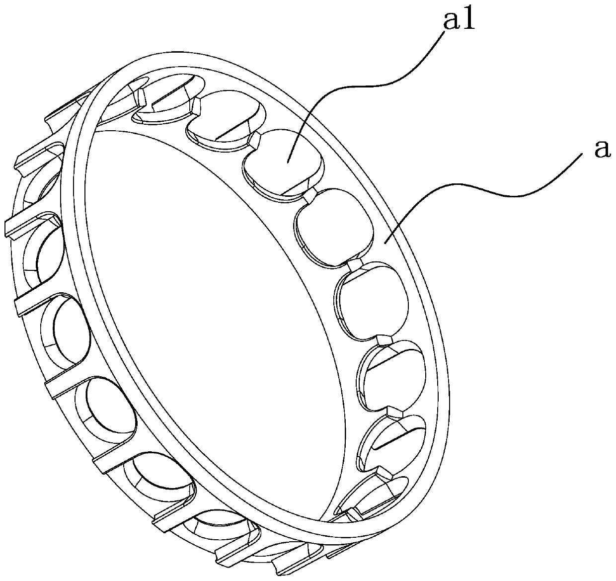 Angular contact ball bearing retainer