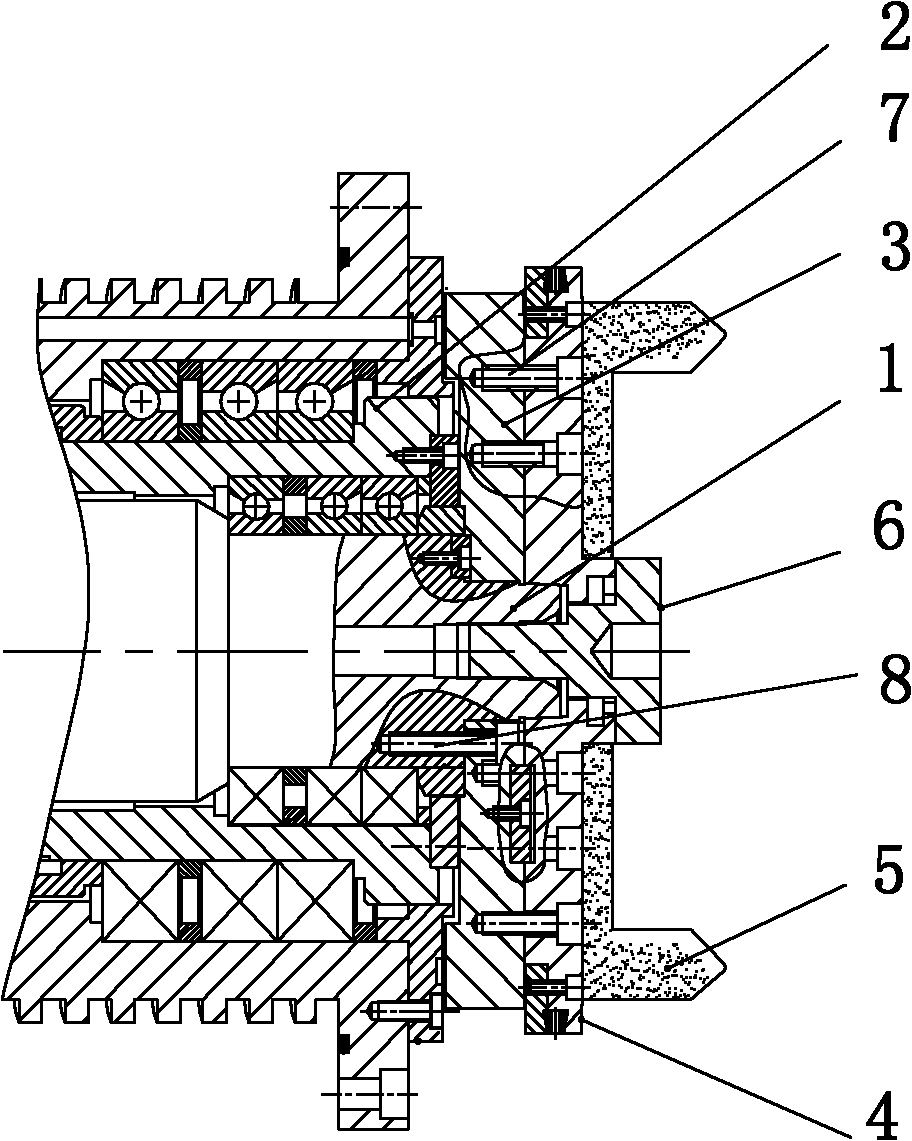High-rigidity and high-precision spindle structure of spiral bevel gear grinding machine