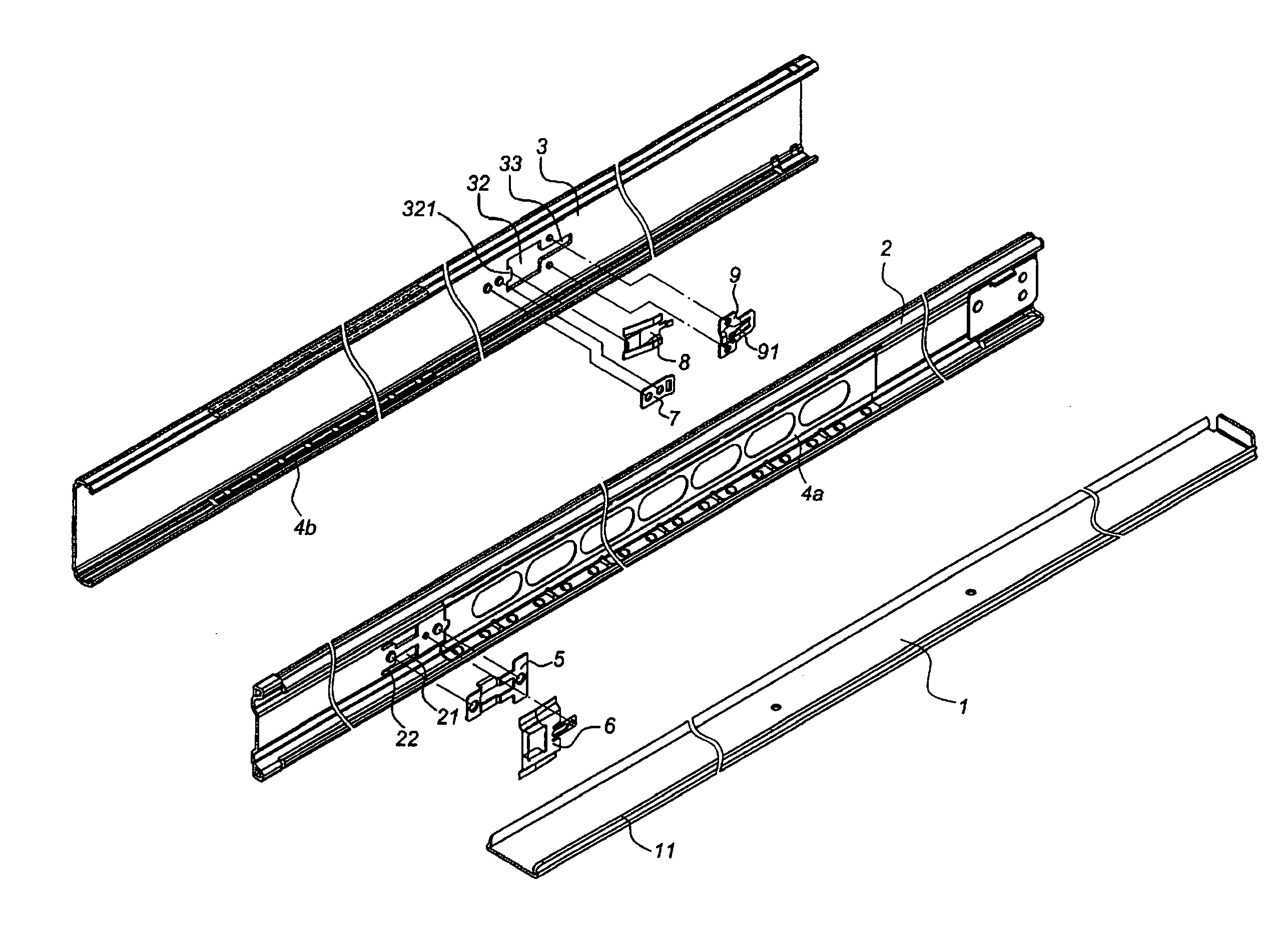 Retaining mechanism for a multi-section slide track assembly