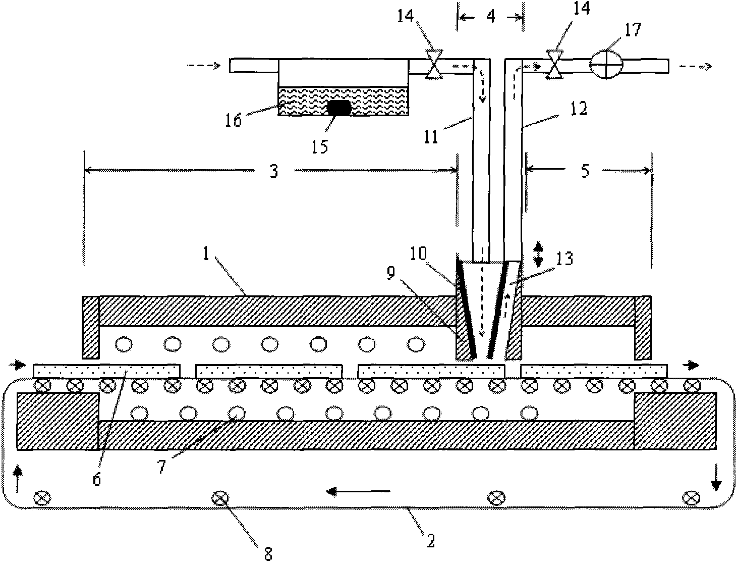 Ultrasonic spray tunnel furnace and method used for preparing large-area tin dioxide transparent conductive film