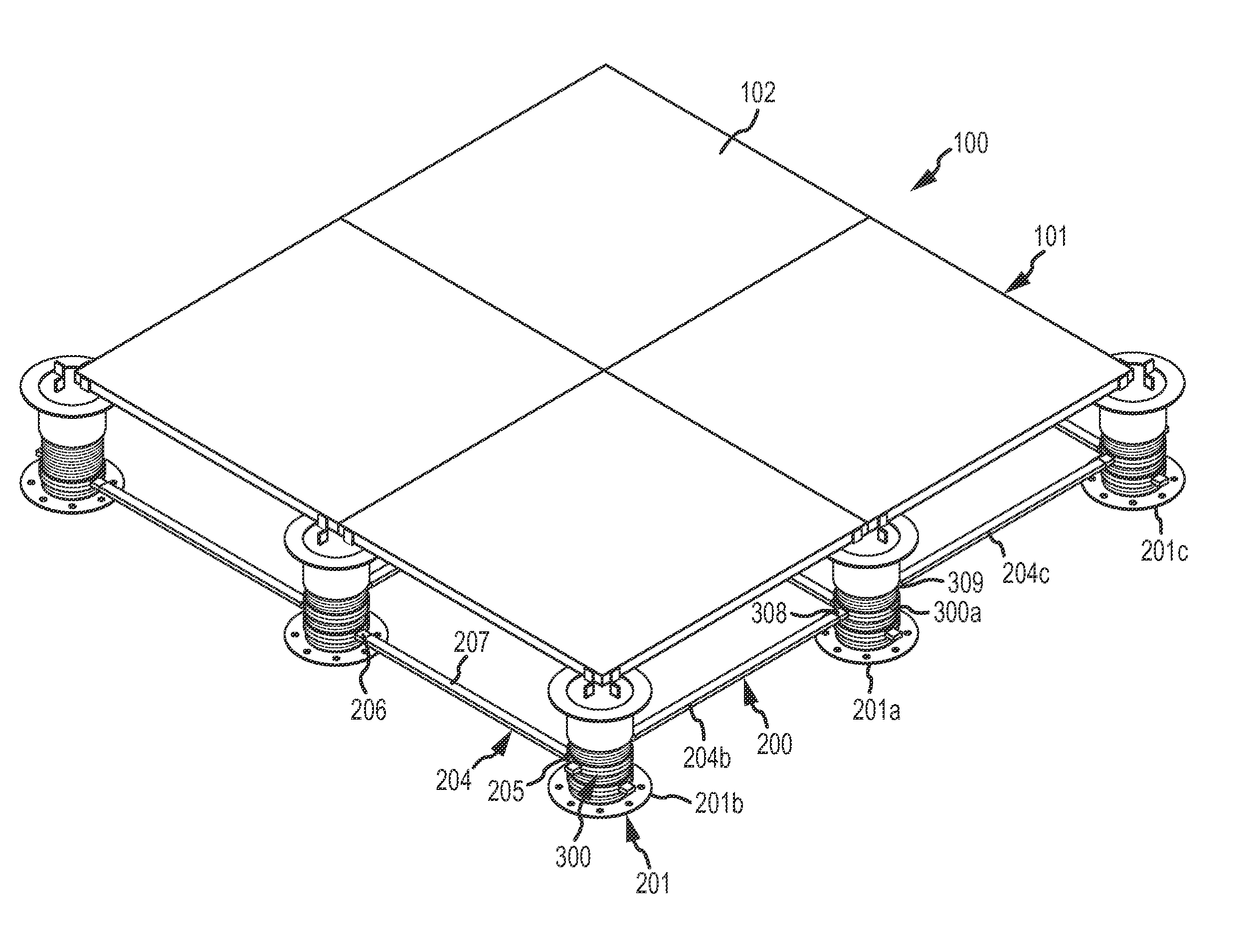 Stability bracing of a support structure for elevating a building surface
