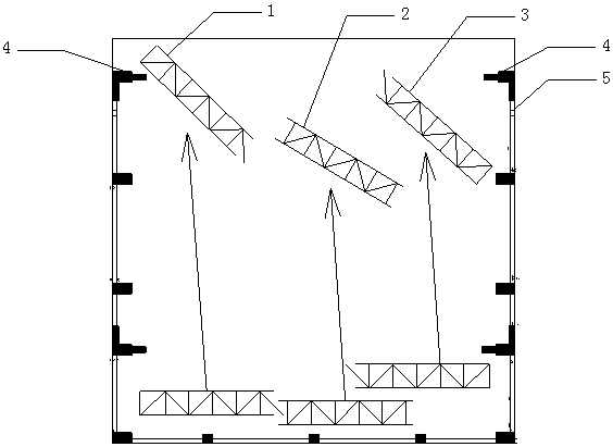 Lifting method of steel structure roof truss pulling rod in narrow space