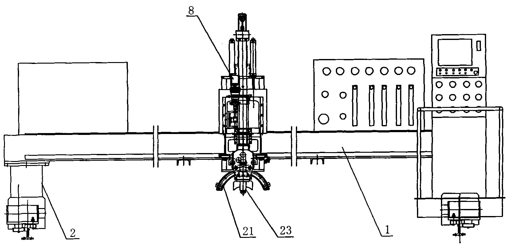 Numerical control plasma six-shaft five-linkage groove cutting machine
