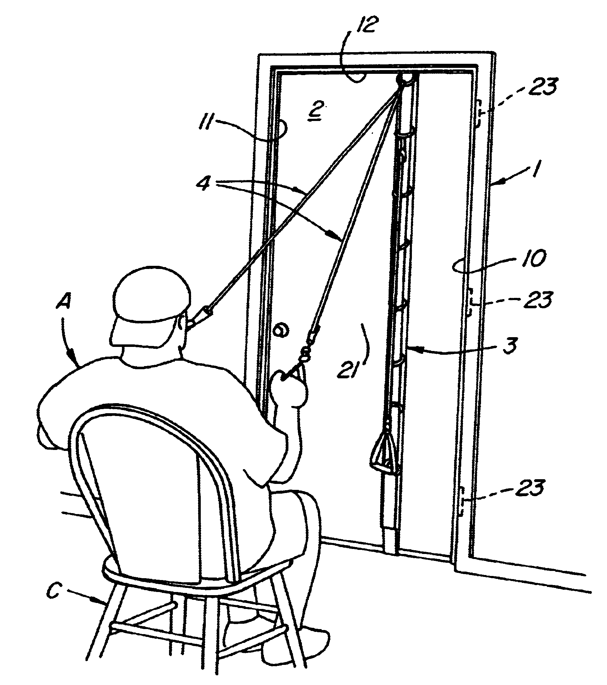 Door mounted deadman for exercise devices