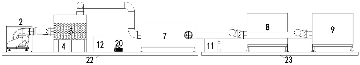 Device and method used for skid mounted module type processing of VOCs exhaust gas