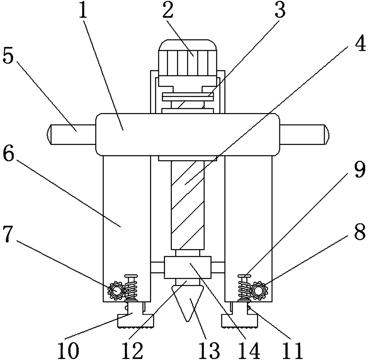 Drilling device with landslide prevention function for blasting construction