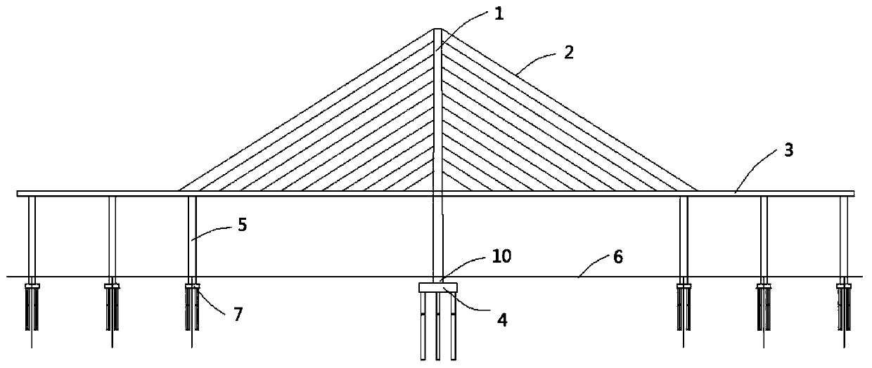 Upright steel arch cable-stayed bridge and manufacturing method thereof